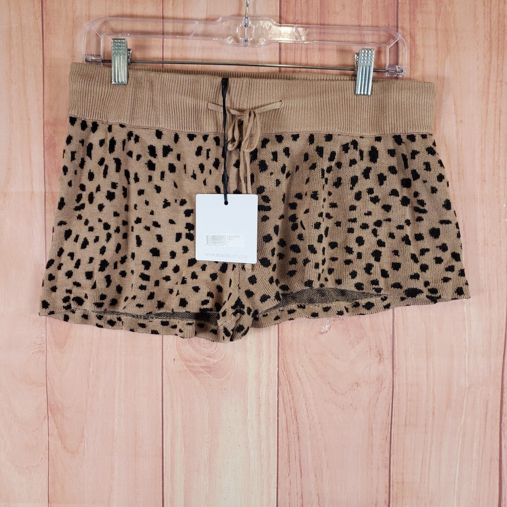 Beach Riot Balboa Womens Short Small Brown Taupe Spot‎ Rayon Drawstring Waist